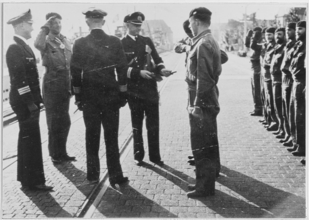 Decoration of KptLt Fritz-Julius Lemp, Captain of U-30, with the Knight's cross of the Iron Cross.
