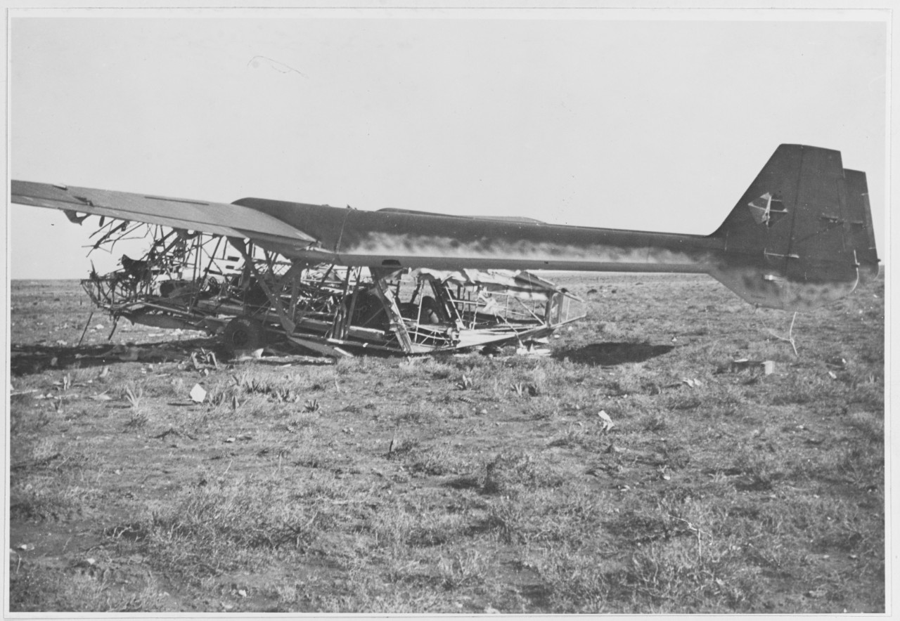 German glider that crashed in desert in Africa. Troop carrying equipment