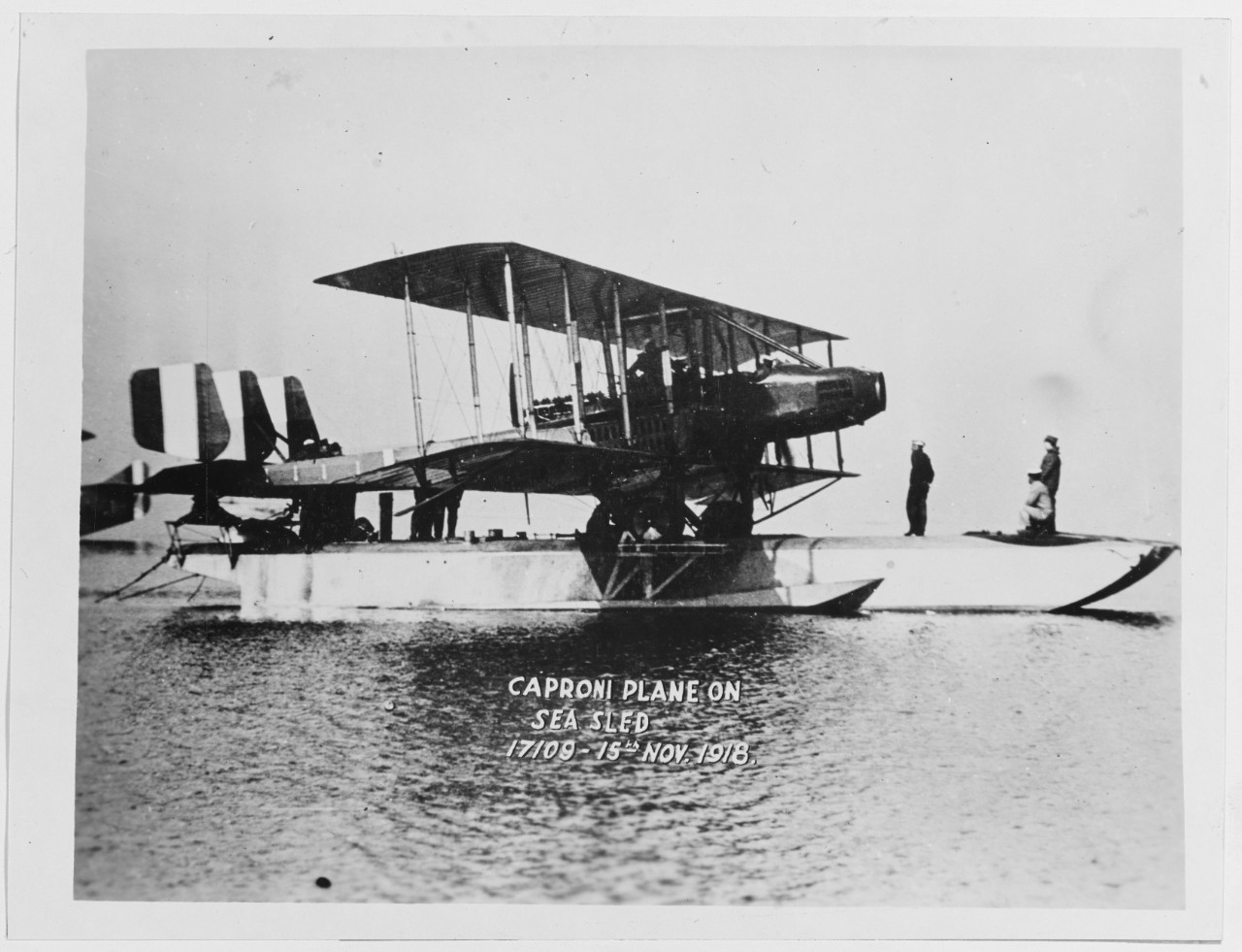 Caproni Plane on Sea Sled. 17109. November 15, 1918