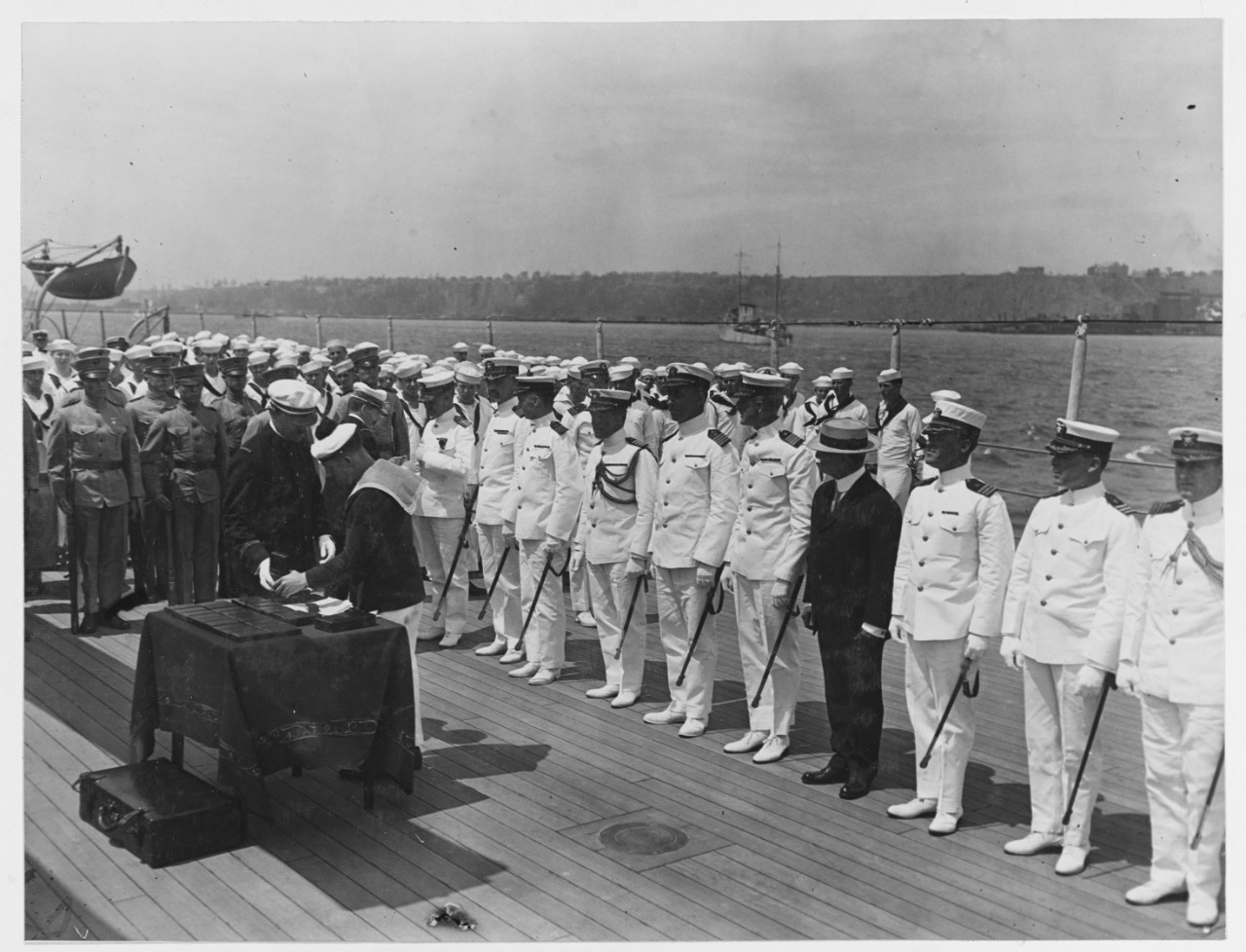 Admiral Mayo on the Deck of the USS PENNSYLVANIA