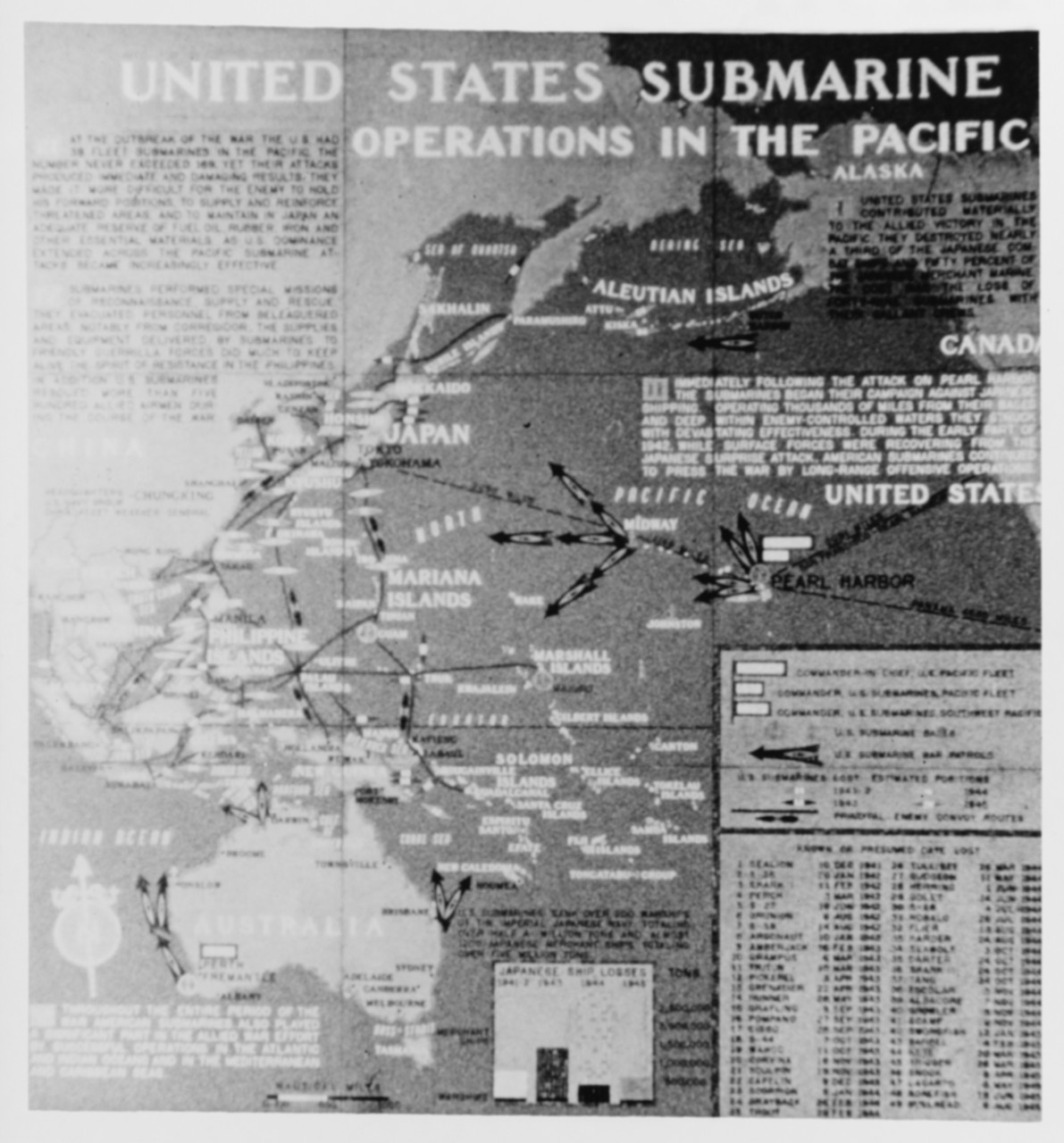 U.S. Submarine Operations in the Pacific -- World War II Battle Chart