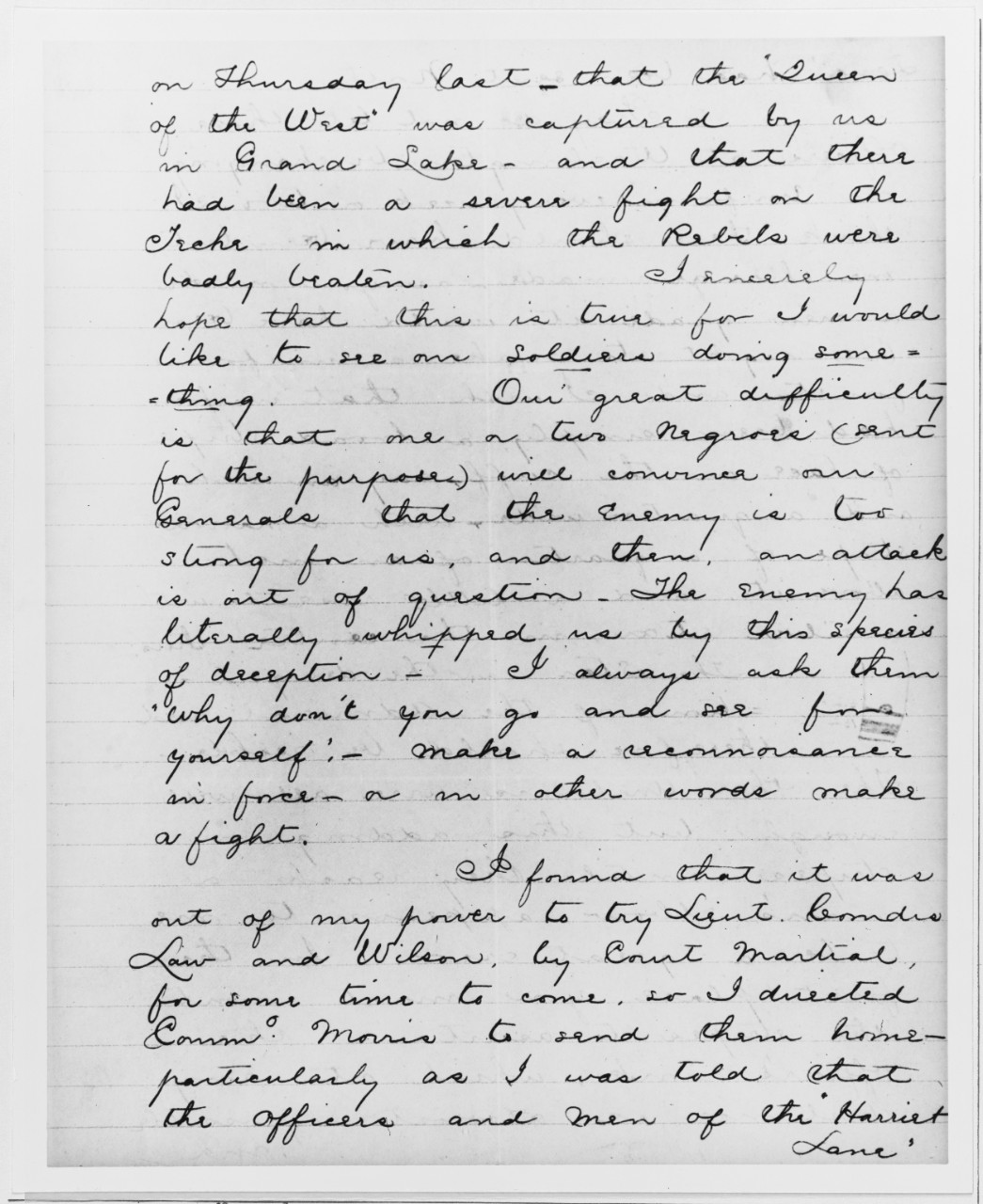 Admiral David Glasgow Farragut Letter, 1863