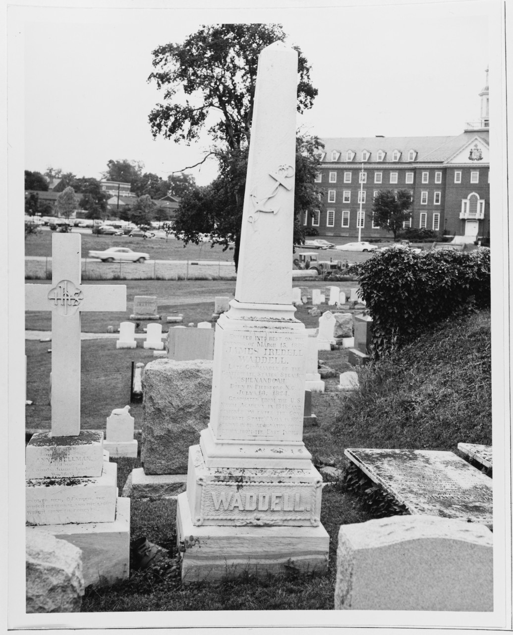 Monument to James Waddell in St. Anne's Cemetery in Annapolis, Maryland, June, 1965