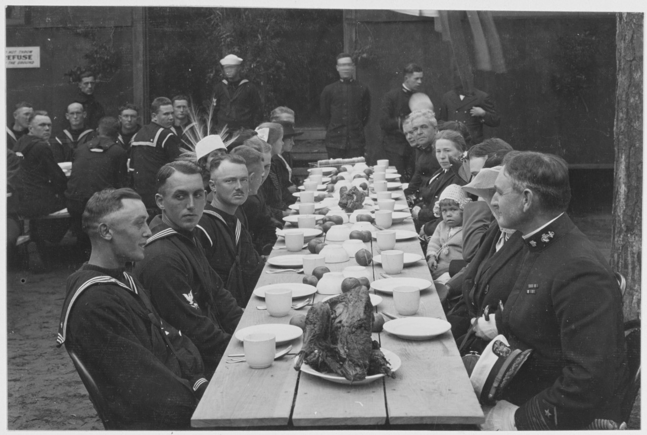 Commander and Mrs. Ellis Thanksgiving Dinner at the First Regiment at the U.S. Naval Training Camp, Charleston
