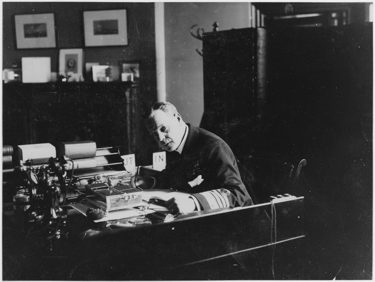 First Lord at work in his office. Admiral Sir Rosslyn Wemyss
