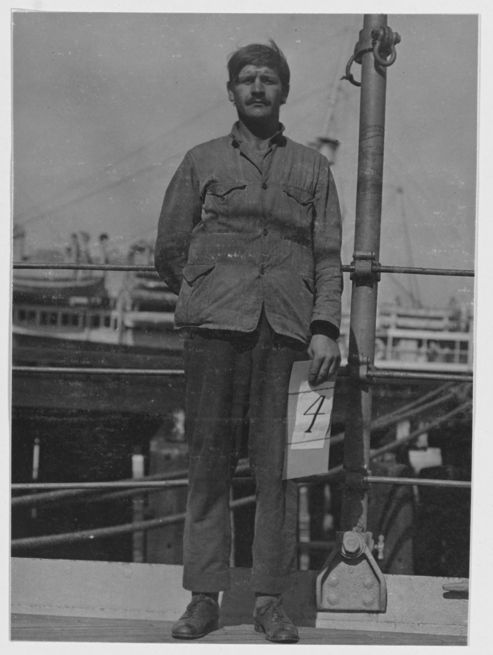 Karl Kristiansen, survivor of the Norwegian Bark "NORDHAV", Rescued August 18, 1918, by USS KEARSARGE (BB-5)