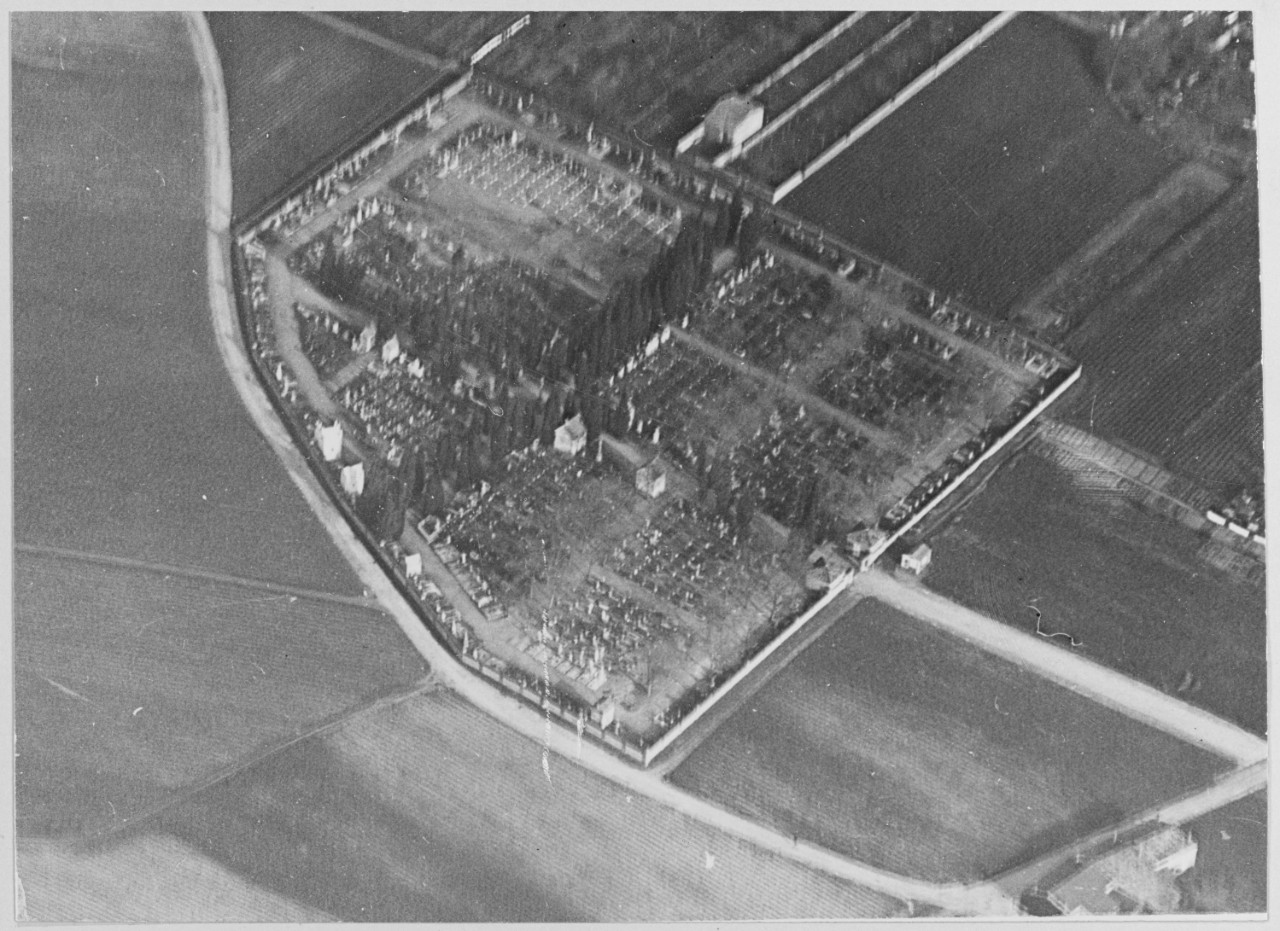 Aerial photograph of Cemetery at Pauillac, France