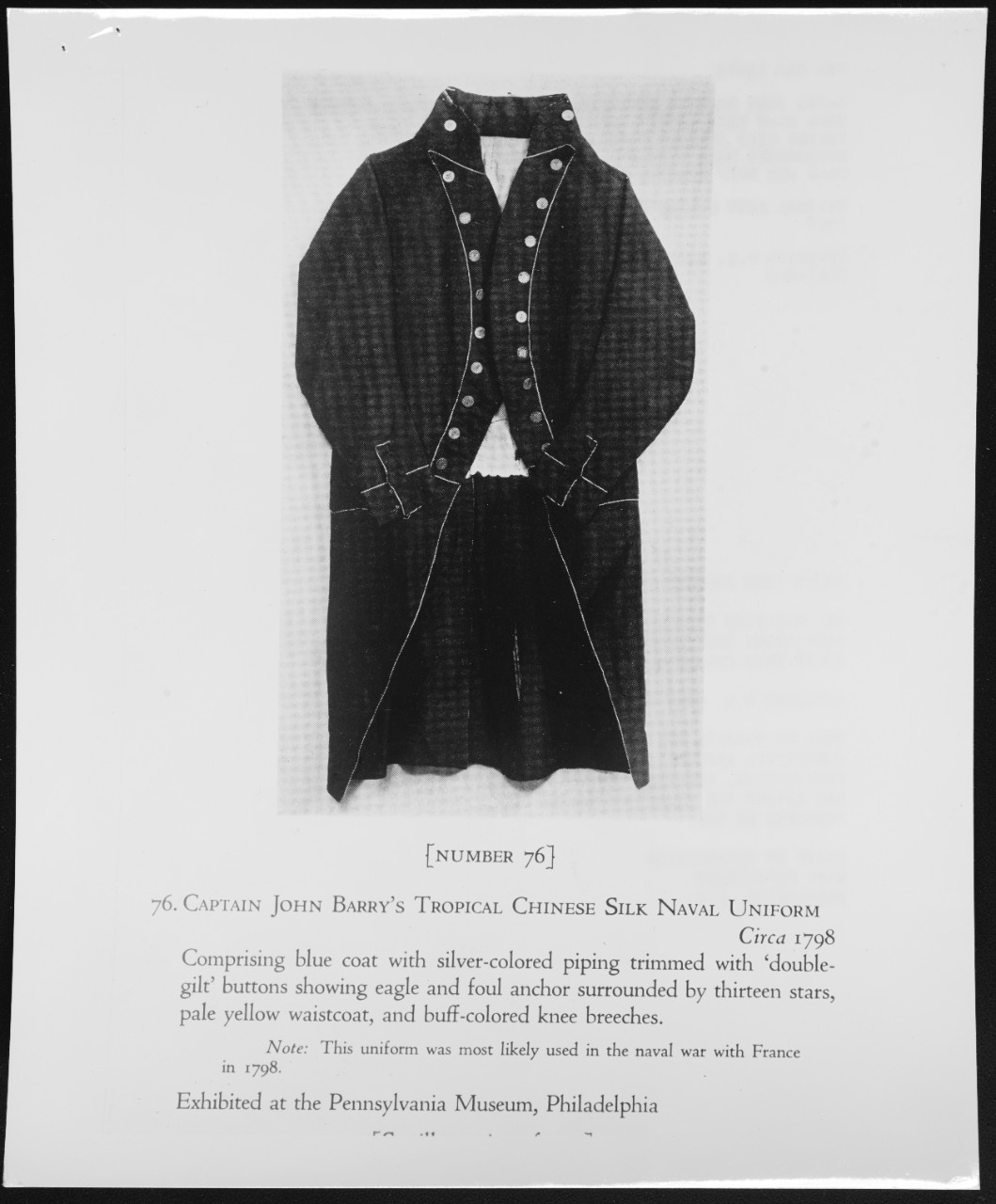 Captain John Barry's Tropical Chinese Silk Naval Uniform, circa 1798