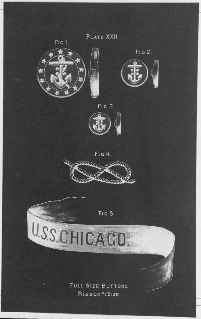 Full Size Buttons, Ribbon. Ratings. U.S. Old. USS CHICAGO