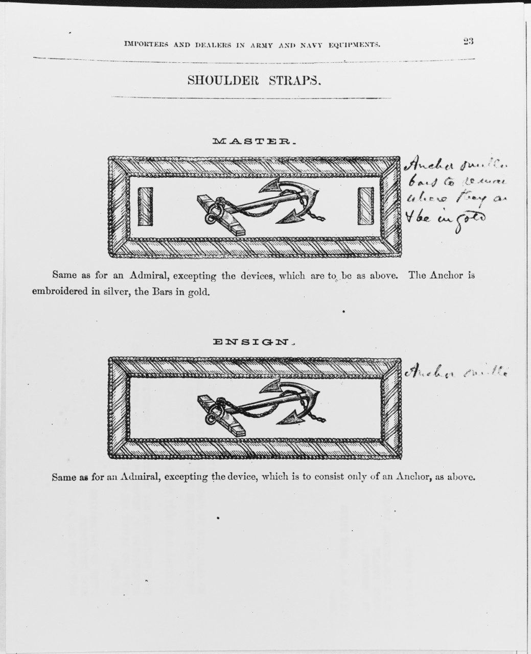 Uniform Regulations, 1862. Shoulder Straps-Master, Ensign