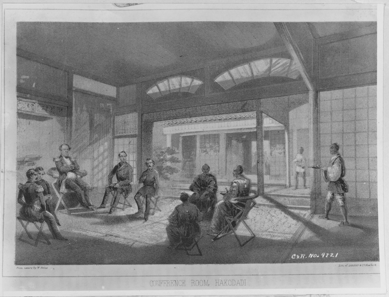 Commodore Perry in Japan. Conference Room,  Hakodadi, March 1854