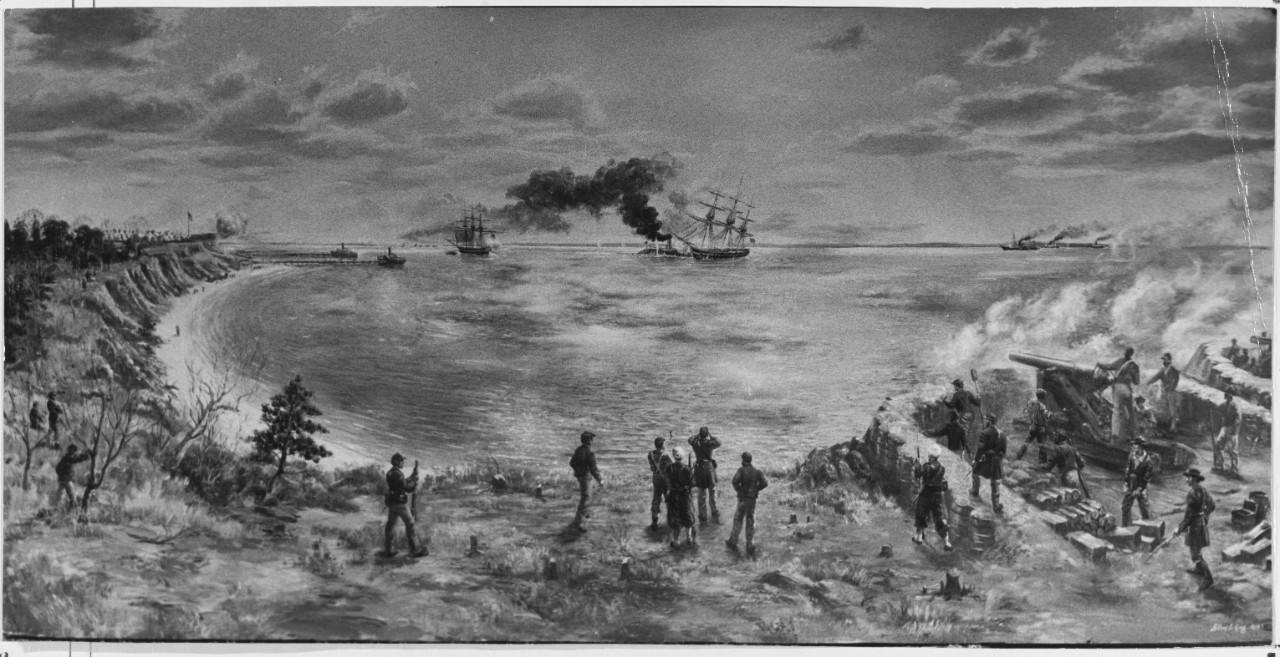 The MERRIMACK Ramming the CUMBERLAND off Newport News, Virginia. March 8, 1862