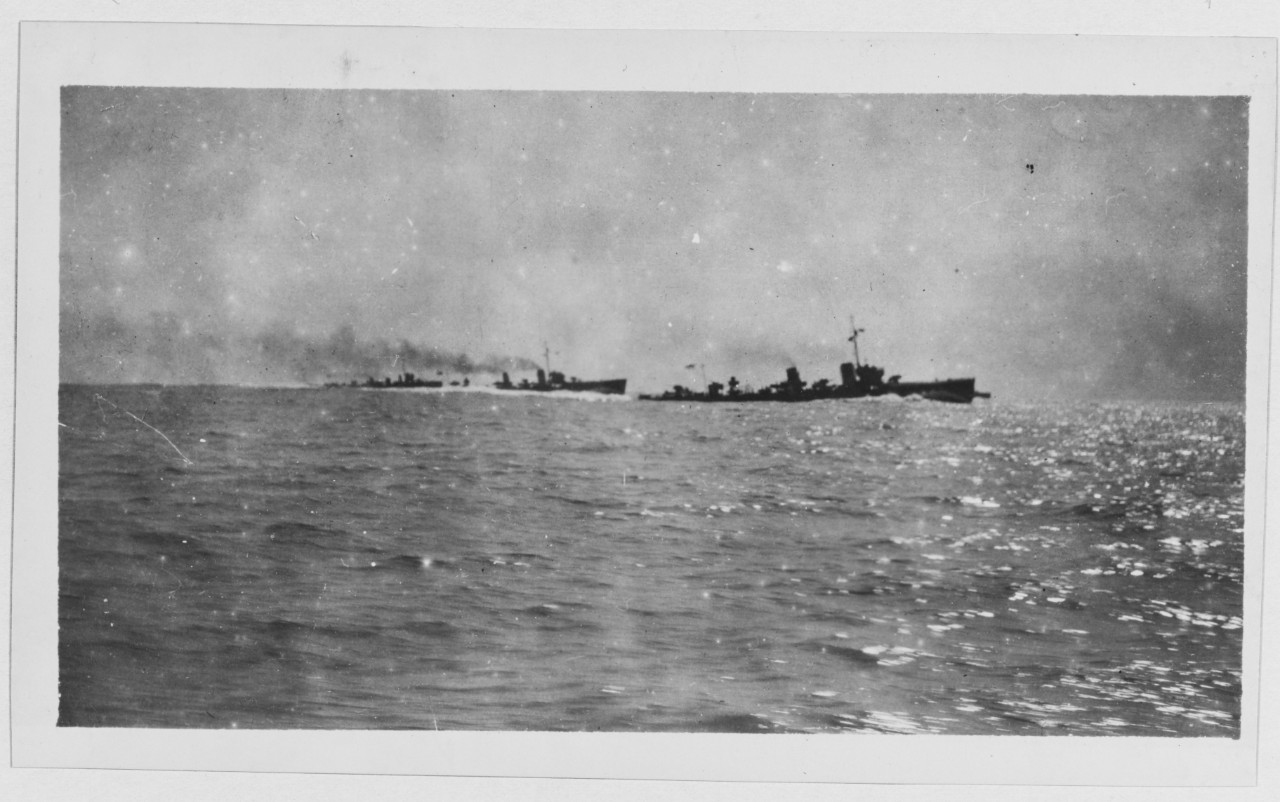 Bombardment of DURAZZO during World War I. British destroyers