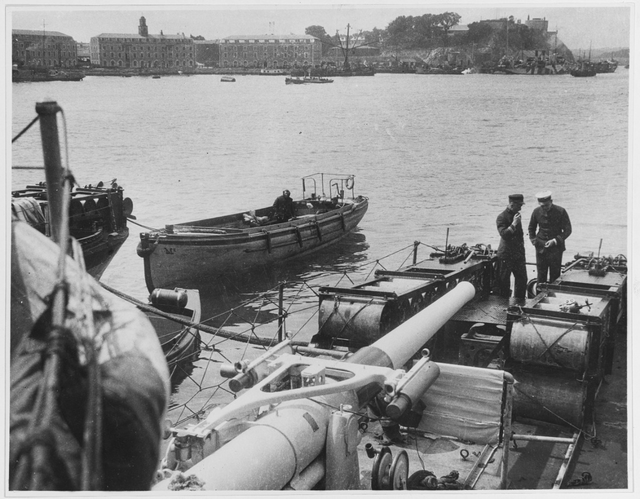 Depth Charges on racks on board U.S. Destroyer DAVIS, Queenstown, Ireland, 1918