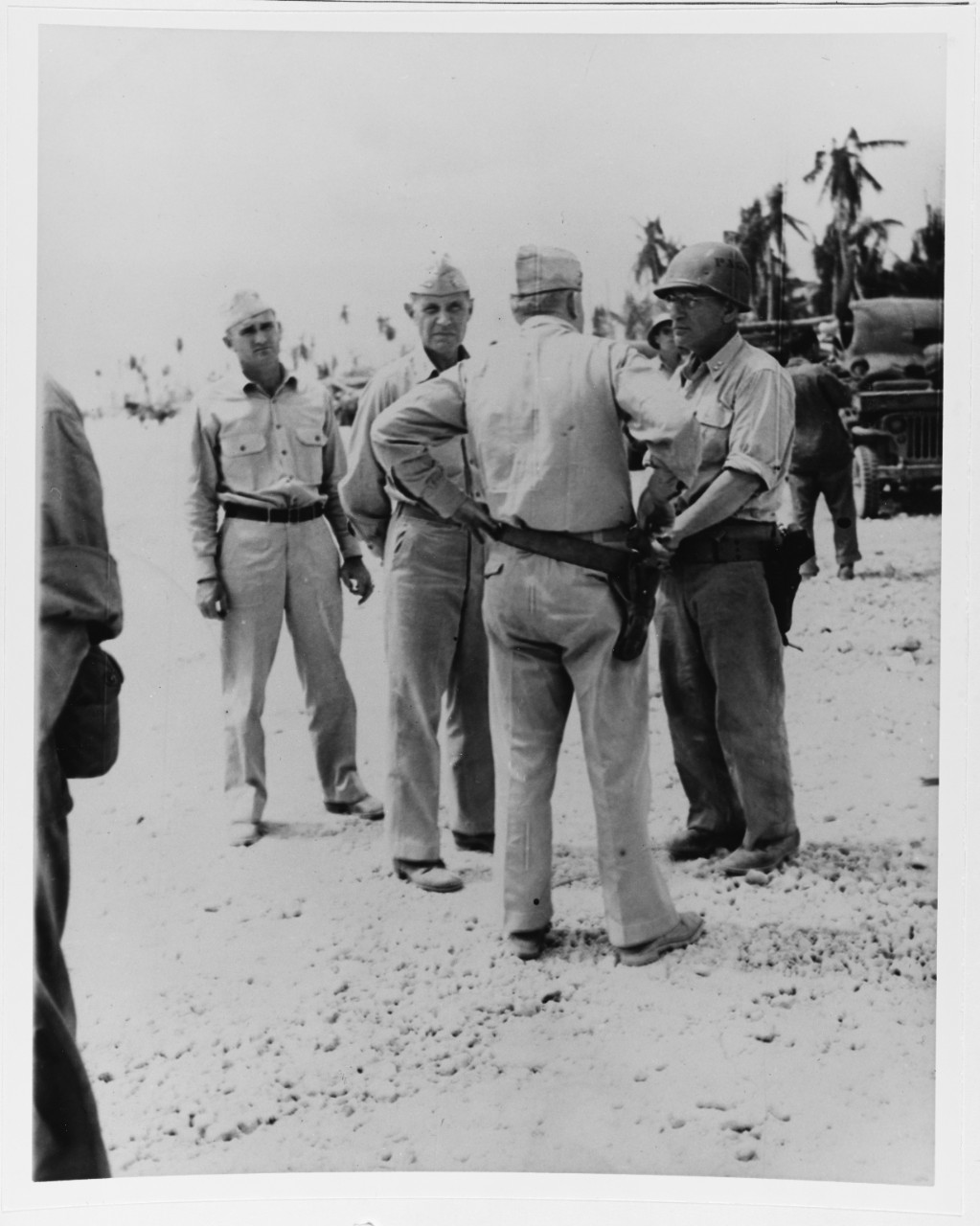 ADM C.W. Nimitz, Cincpac, on Betio Island, 27 Nov. 1943