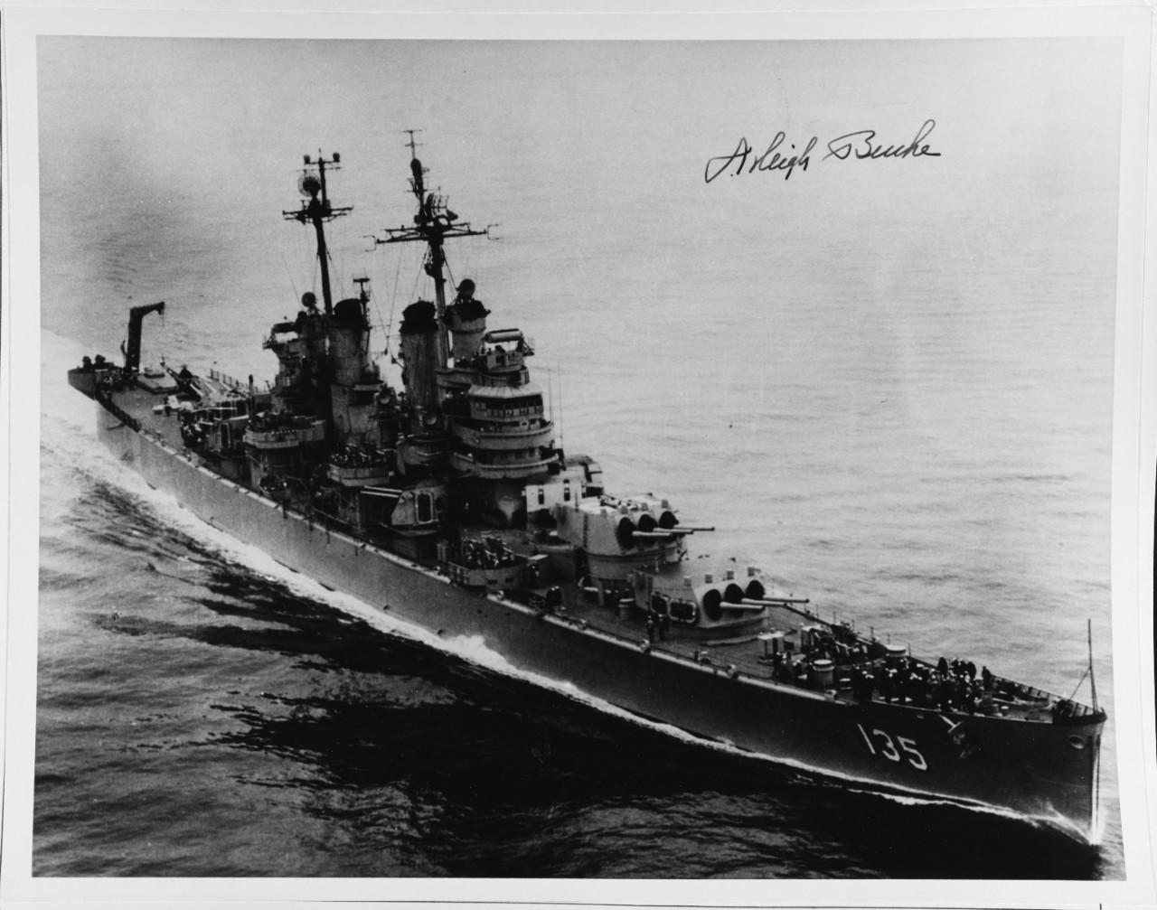USS LOS ANGELES (CA-135) Admiral A. Burke was Commander Cruiser Division Six from March 1954--March 1955.