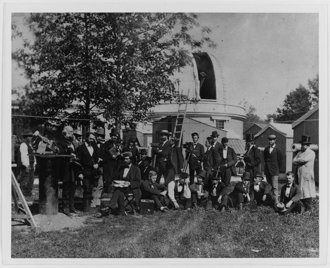 Men at U.S. Naval Observatory, Washington, DC, to observe the 1874 transit of Venus.