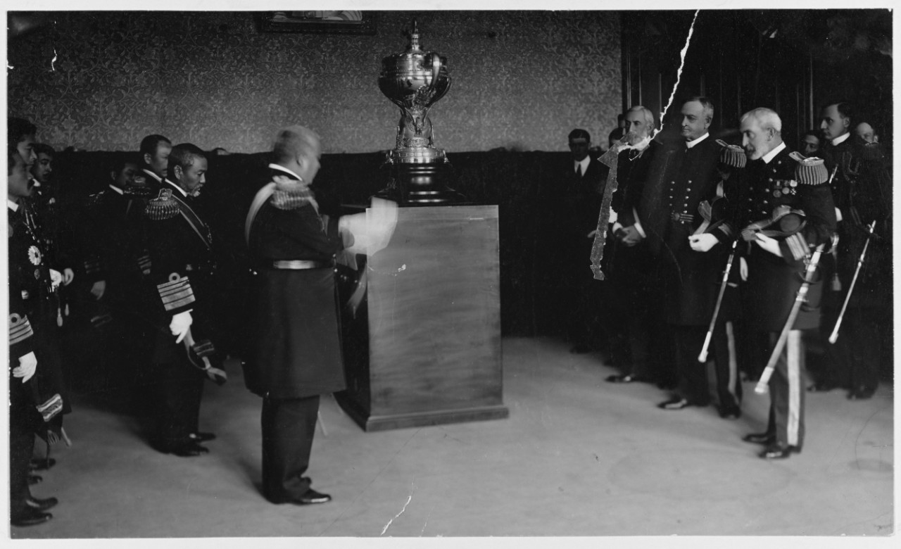 Photo #: NH 41680  Presentation of a Loving Cup to the Officers and Men of the Imperial Japanese Navy, January 1910