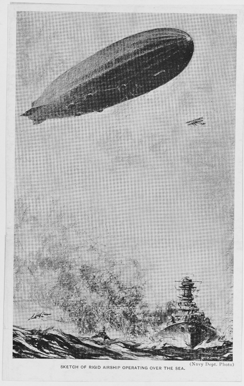 Photo #: NH 42029  Rigid airship operating with the fleet, at sea