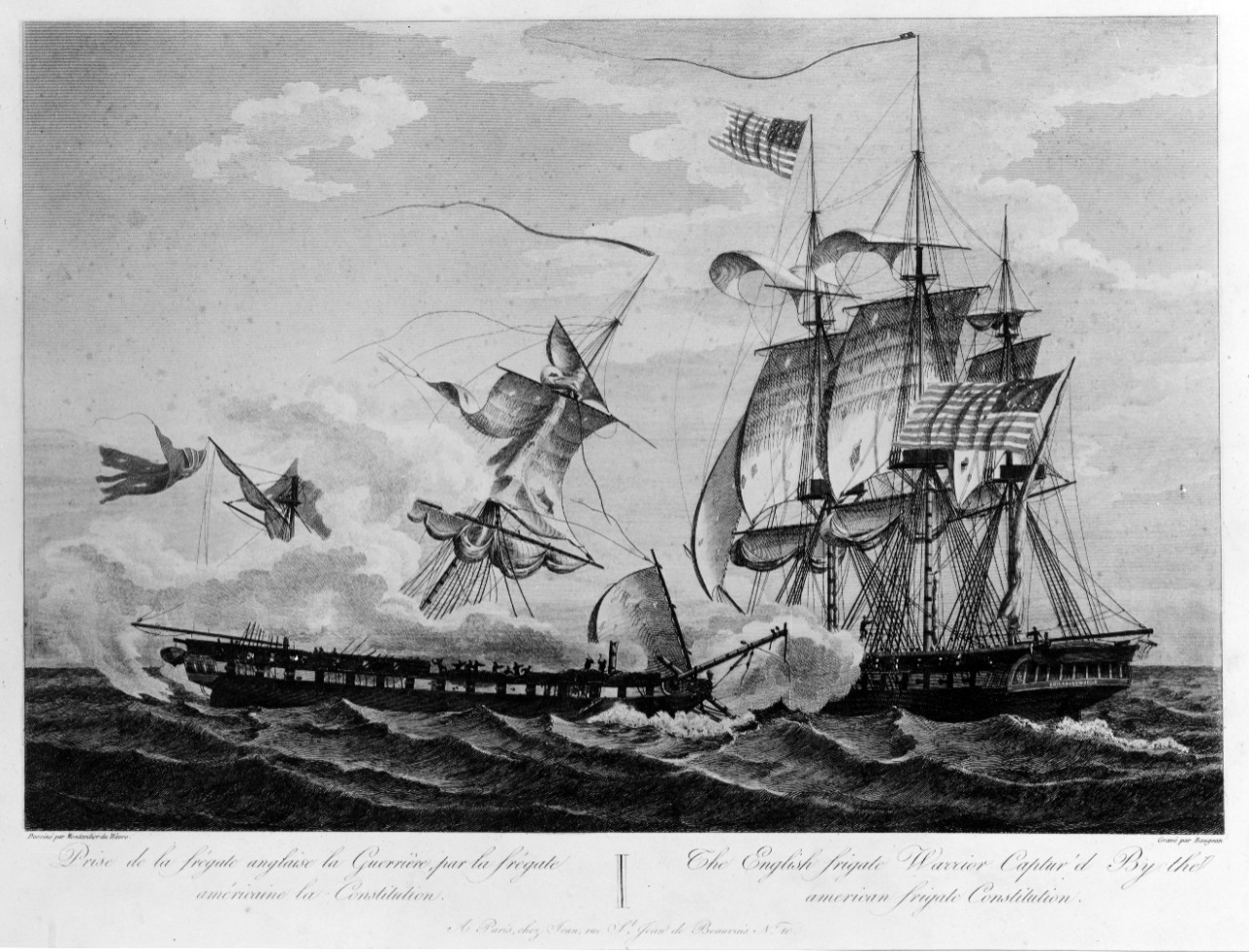 Photo #: NH 42065  Action between USS Constitution and HMS Guerriere, 19 August 1812