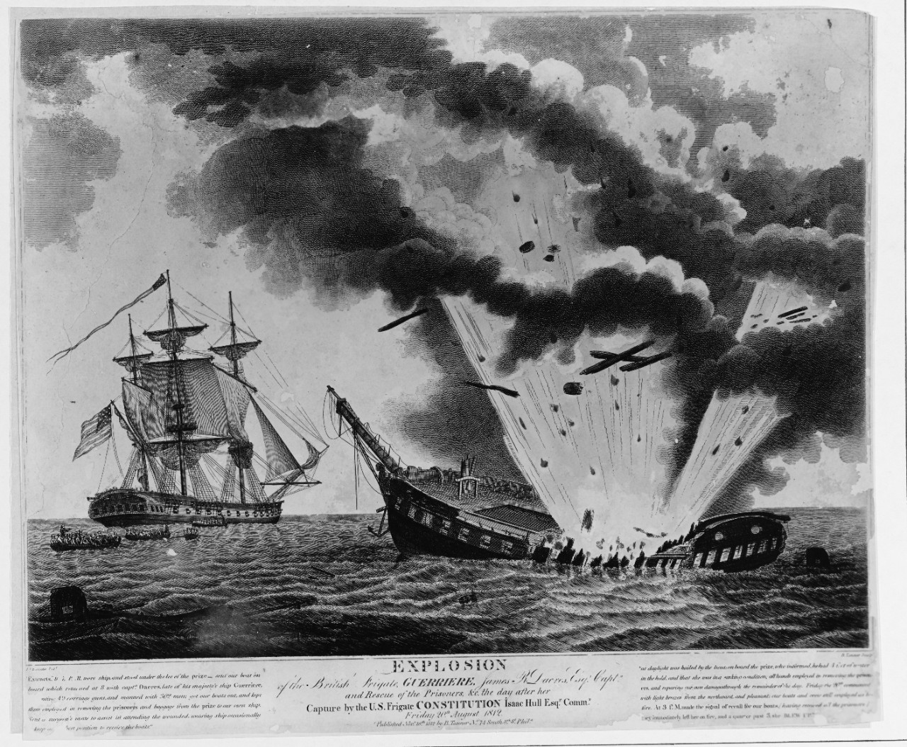 Photo #: NH 42067  Action between USS Constitution and HMS Guerriere, 19 August 1812