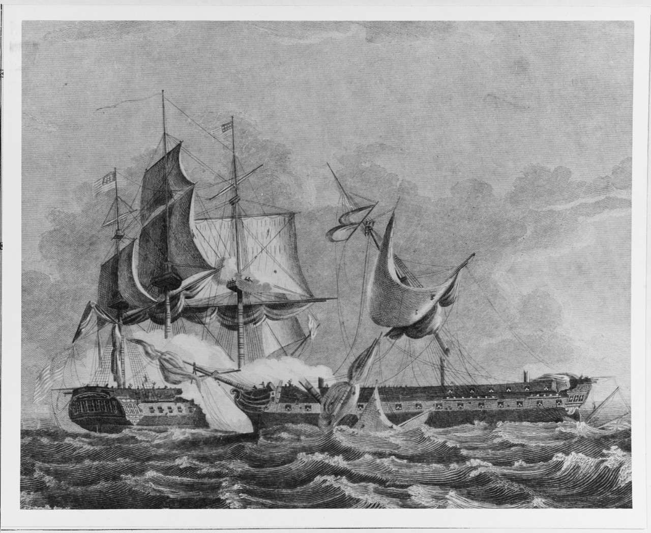 Photo #: NH 42069  Action between USS Constitution and HMS Guerriere, 19 August 1812