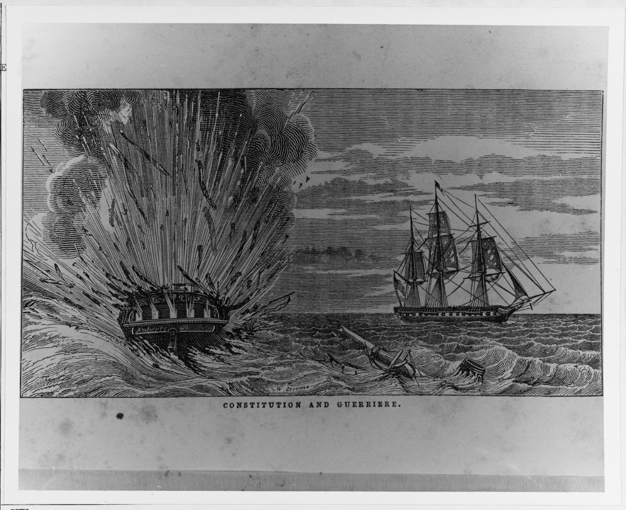 Photo #: NH 42070  Action between USS Constitution and HMS Guerriere, 19 August 1812