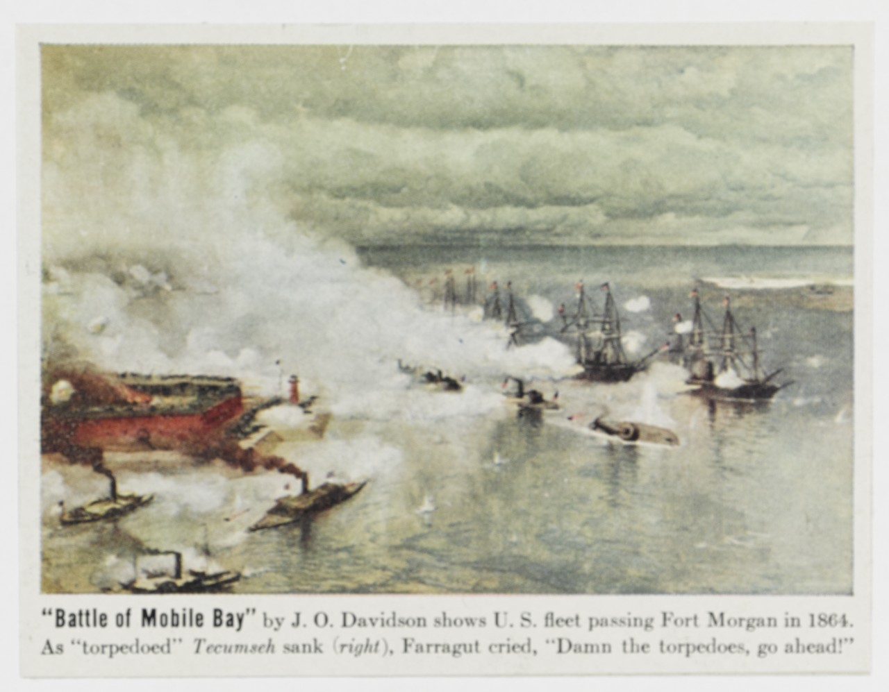 Photo #: NH 42396  &quot;Battle of Mobile Bay ... Passing Fort Morgan and the Torpedoes&quot;