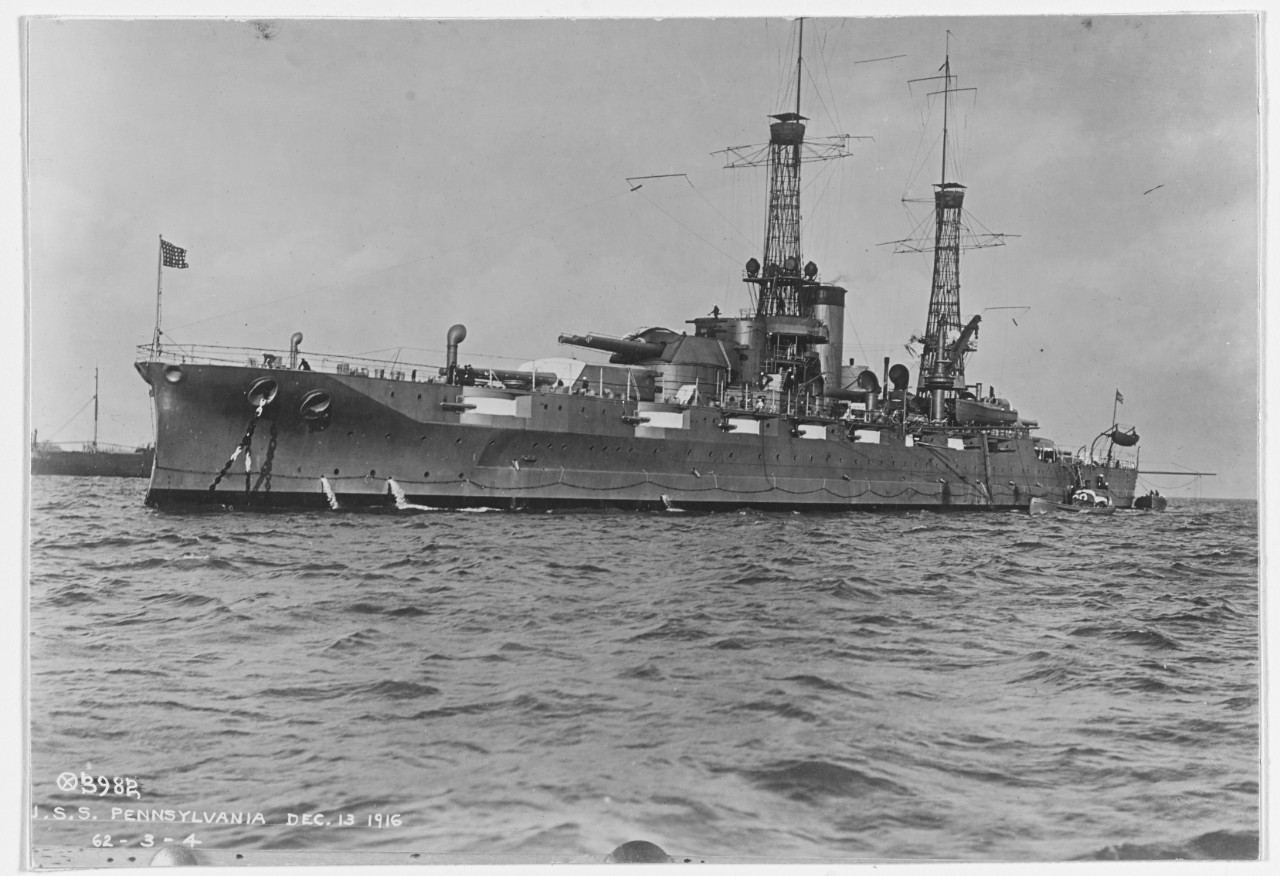 USS PENNSYLVANIA (BB-38) photographed on December 13, 1916. 