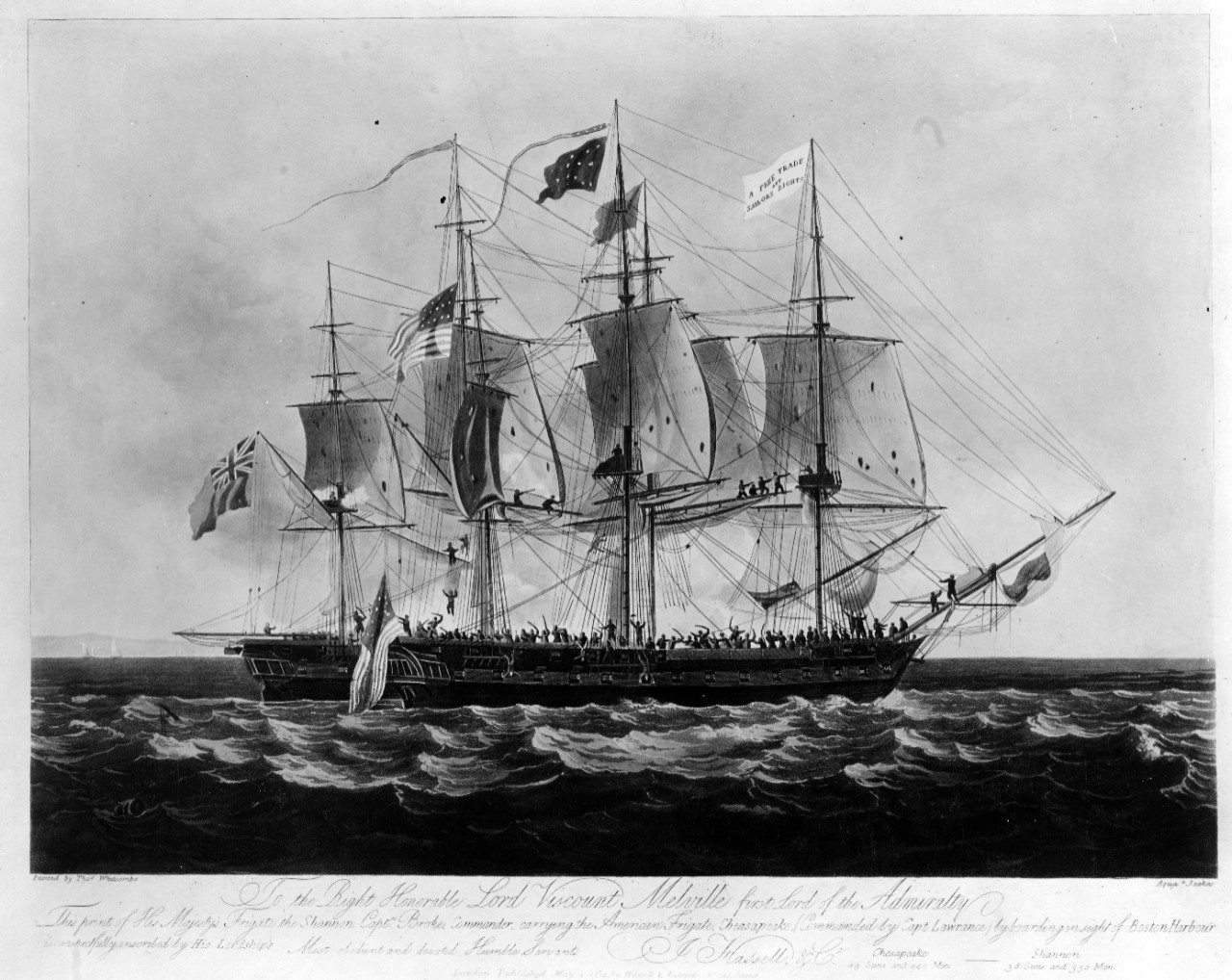 Photo #: NH 42905  Engagement between USS Chesapeake and HMS Shannon, 1 June 1813