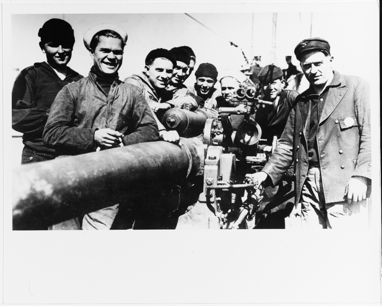 U.S. Navy sailors aboard the former German submarine U-111 in 1919