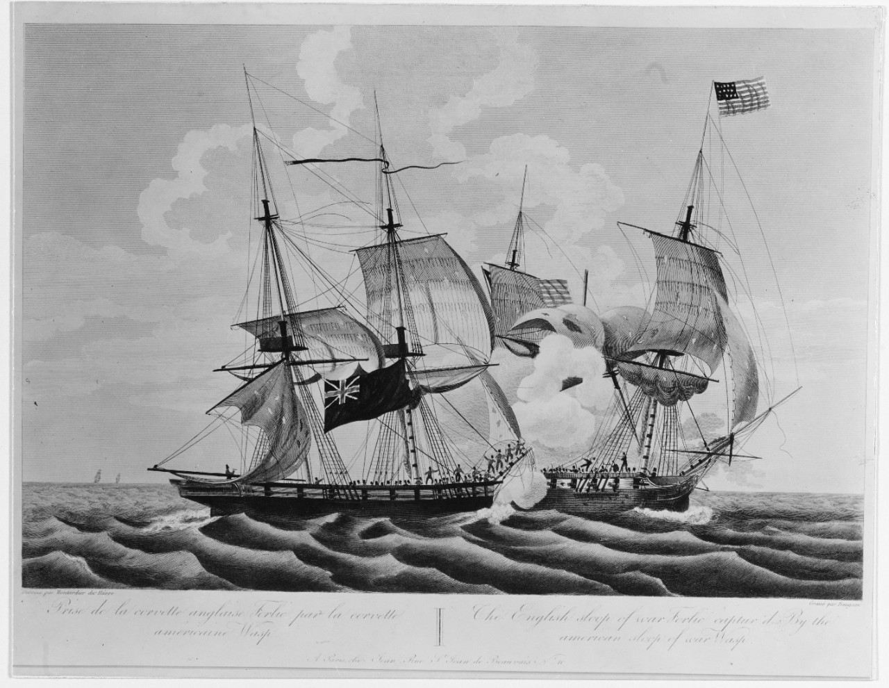The English sloop of war FROLIC captured by the American sloop of war WASP, 18 October 1812.