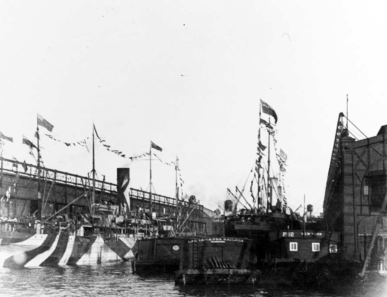 Merchant ships at New York City, 1918.