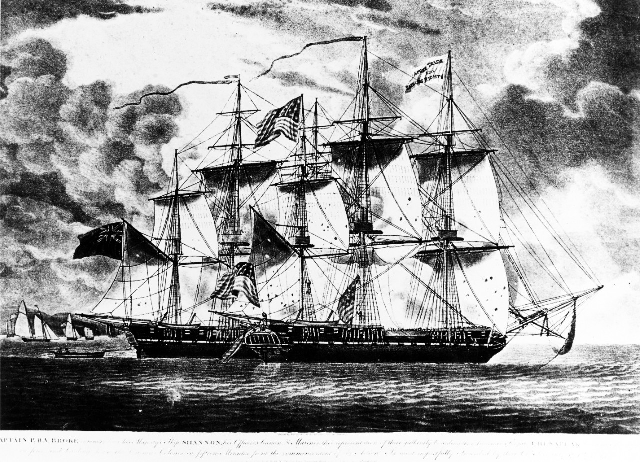 Photo #: NH 43128  Engagement between USS Chesapeake and HMS Shannon, 1 June 1813