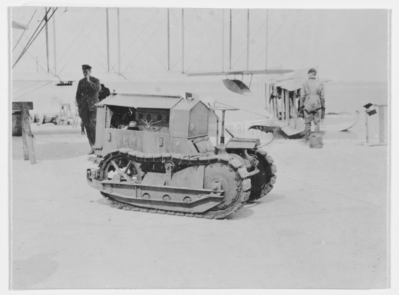 Utility Tractor in use at Naval Air Station Rockaway, Long Island, New York, circa 1918. 