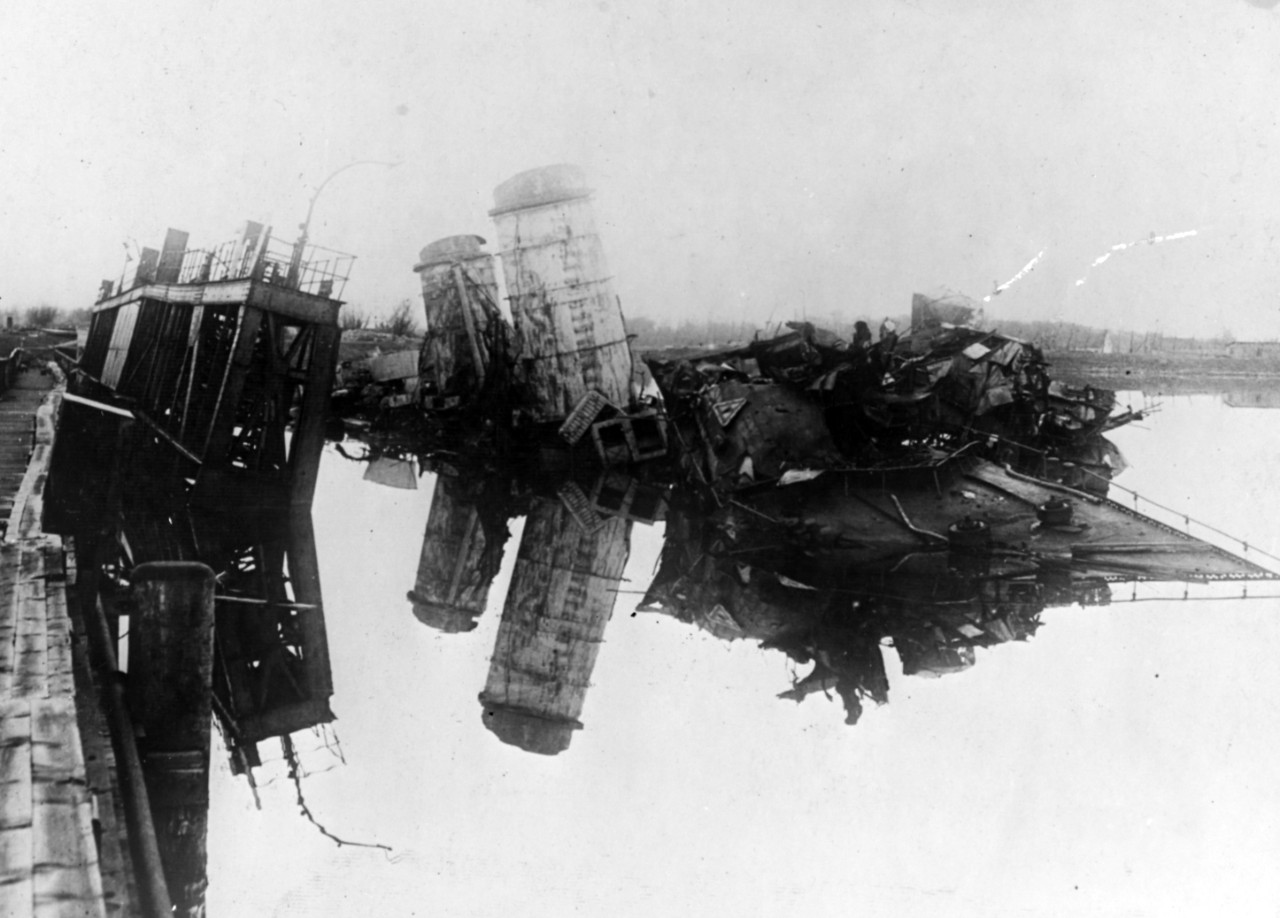 German Destroyer Scuttled at Bruges, Belgium