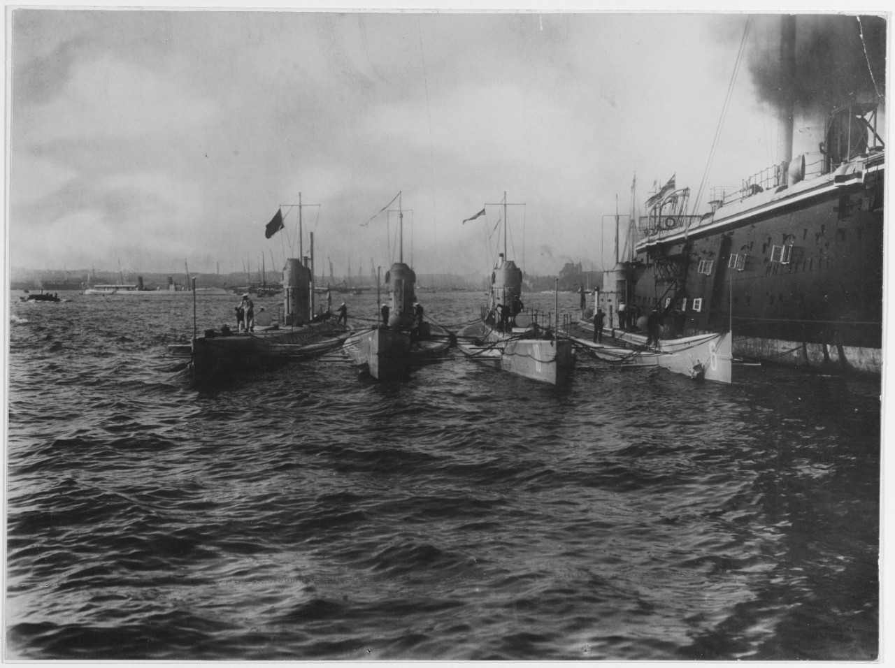 Four German submarines in about 1913