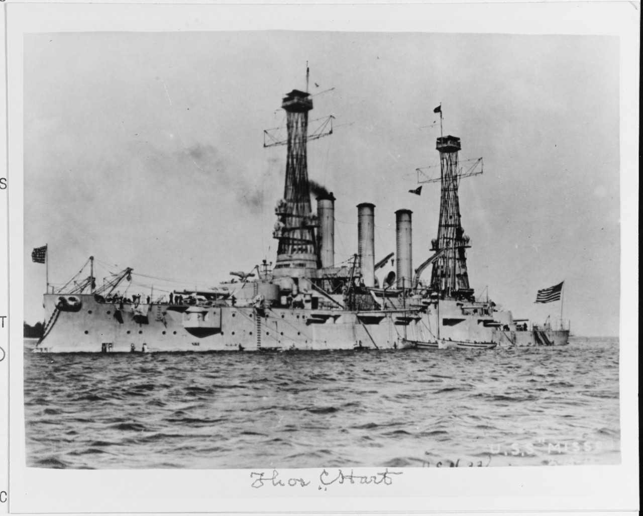 USS MISSOURI (BB-11) photographed in 1918. 