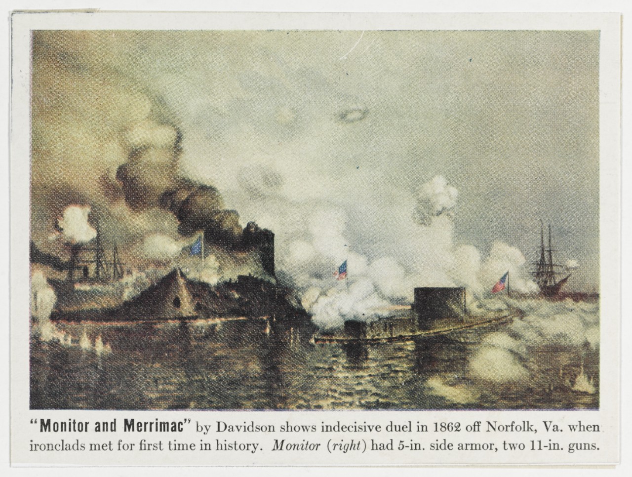 Photo #: NH 45973  USS Monitor in action with CSS Virginia, 9 March 1862