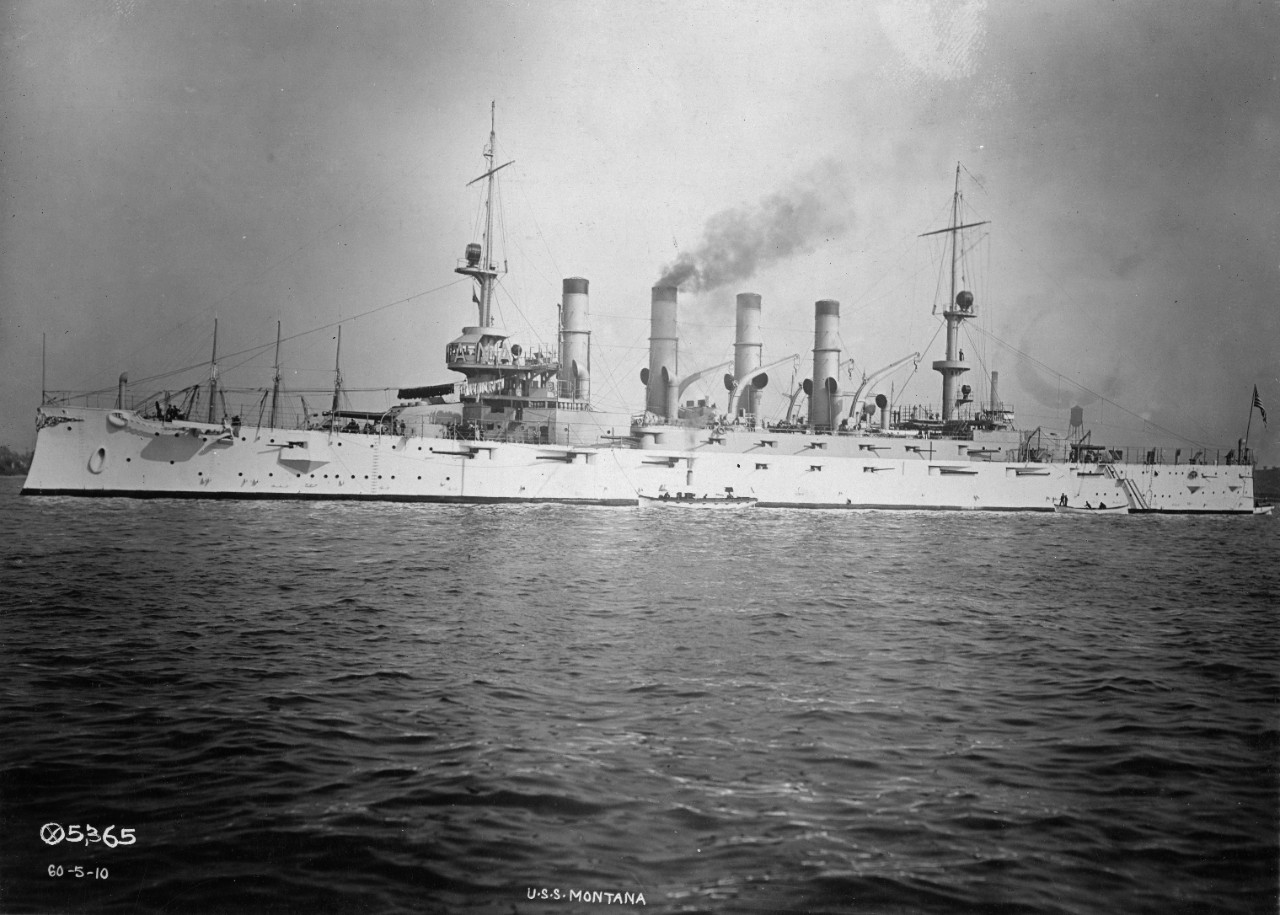 USS Montana (ACR-13) photographed circa 1908.