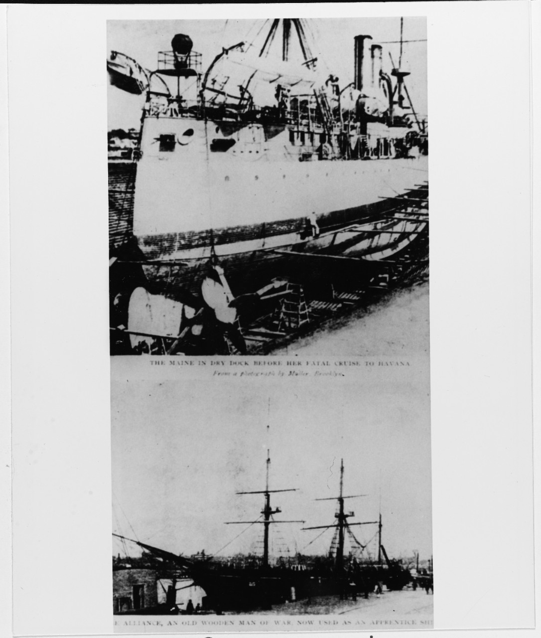 USS MAINE (1895-1898) and USS ALLIANCE (1877-1911)