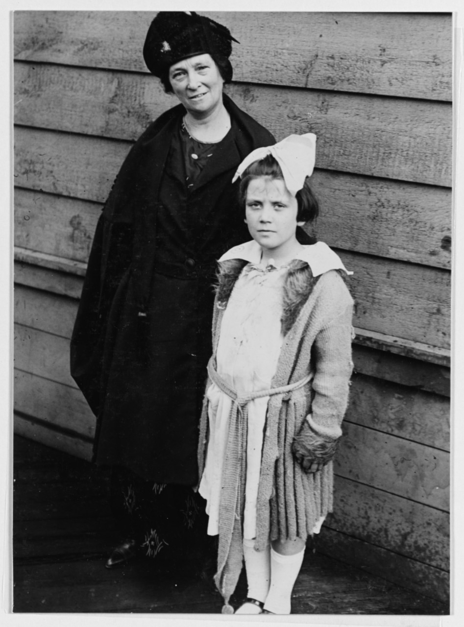 Mrs. Holden C. Richardson, wife of Commander H.C. Richardson, and their daughter