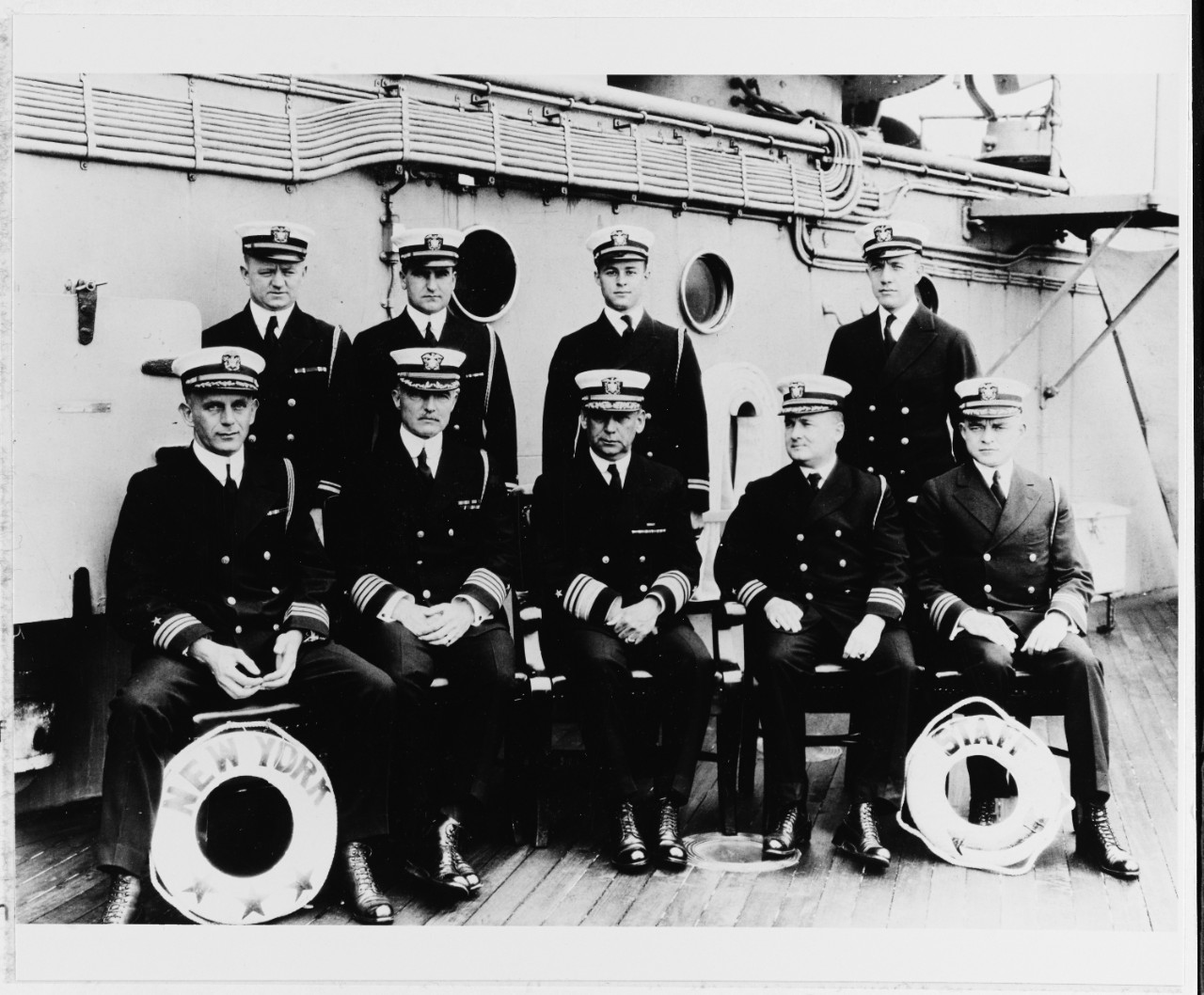 Vice Admiral Clarence S. Williams and his staff       