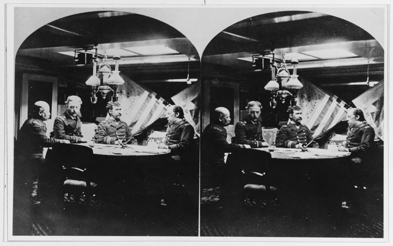 Photo #: NH 48028  Captain Stephen B. Luce, USN (at right), Commanding Officer, USS Hartford  