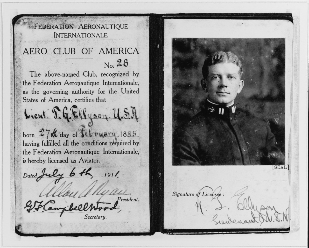 Aero Club of America Certificate