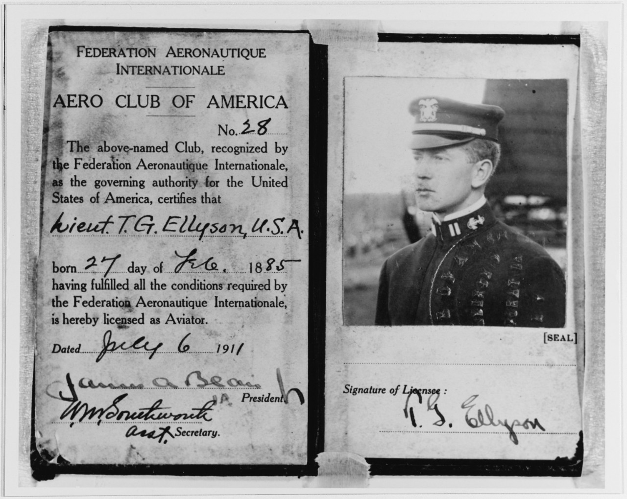 Aero Club of America Certificate
