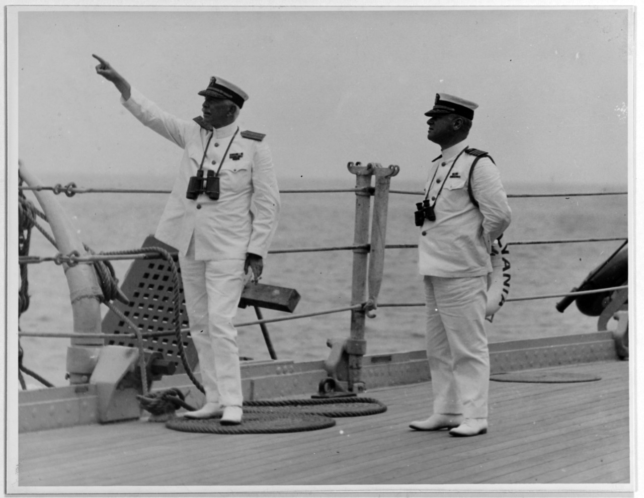Rear Admiral Hilary P. Jones, USN, (left), with Captain Frank B. Upham, USN