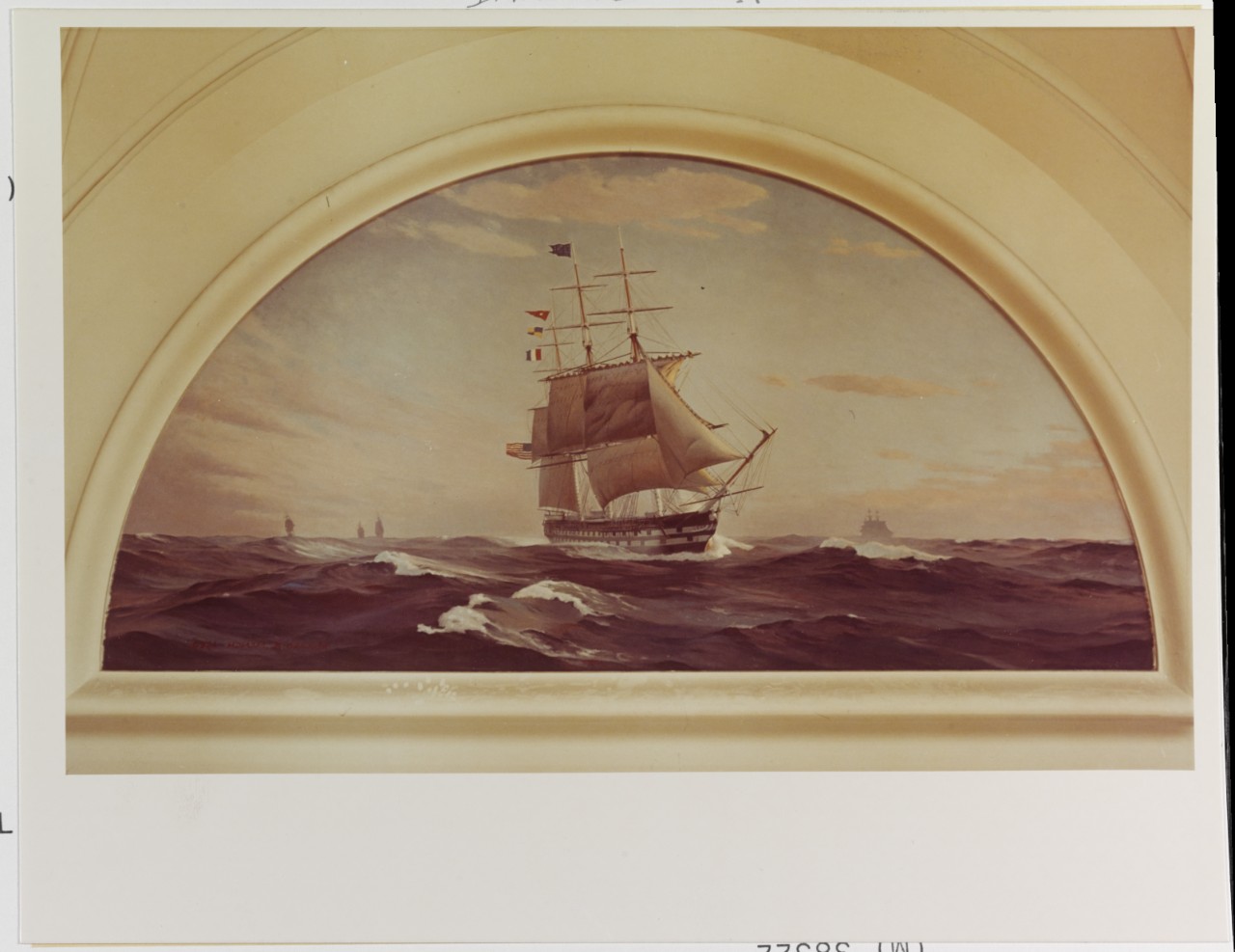 USS DELAWARE (1820-1861), shortening sail.
