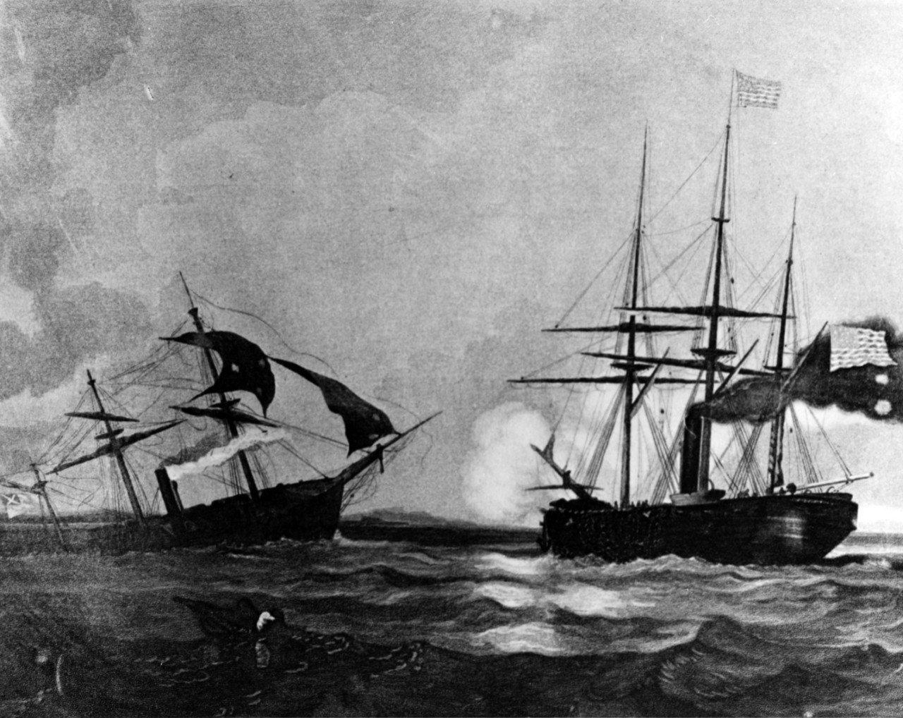 Photo #: NH 51020  USS Kearsarge sinking CSS Alabama, 19 June 1864.