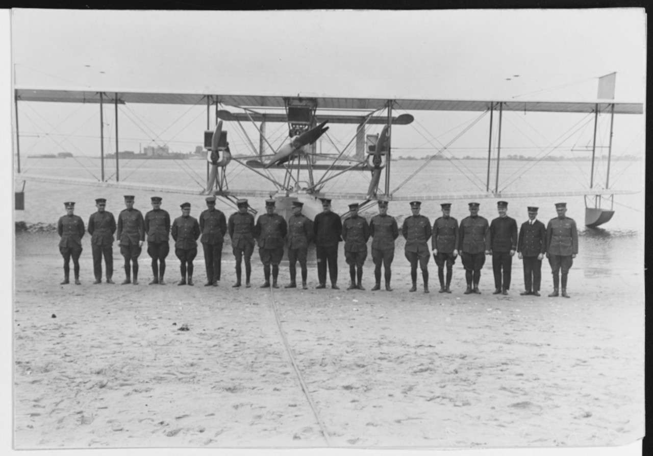 Crews of NC-1, NC-3, and NC-4 at Rockaway Beach, New York, in front of NC-3